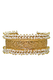 Elegant Flower Pattern Handmade Kada With Pearls